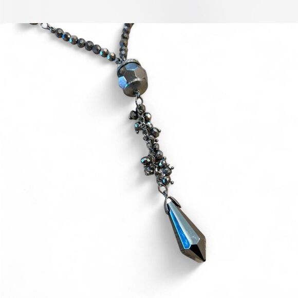 Dark Silver Beaded Blingy Long Necklace - Picture 7 of 8
